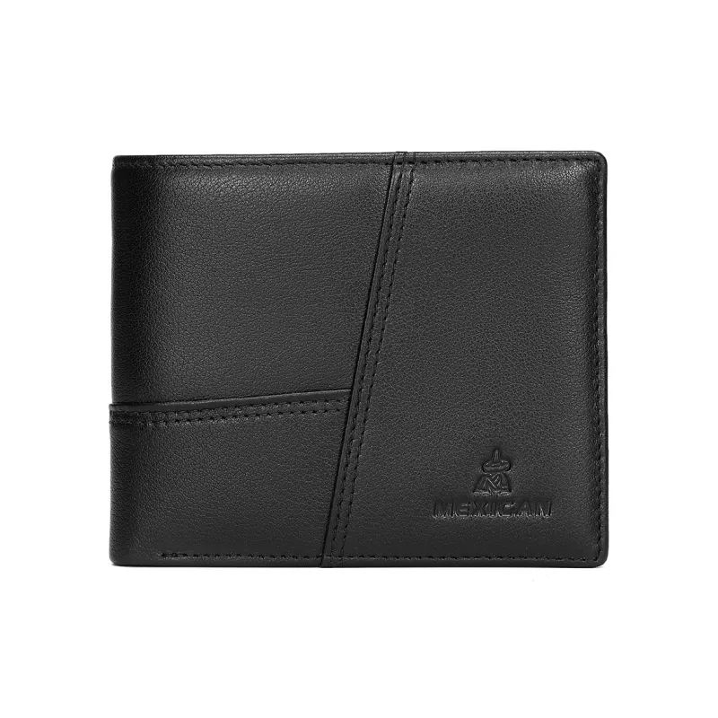 MEXICAN Cow Leather Card Holder, Wallet Men's Black-3