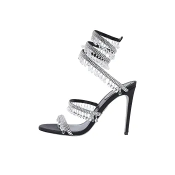 RENE CAOVILLA Chandelier One Strap Sandals 10.5cm Women's Black