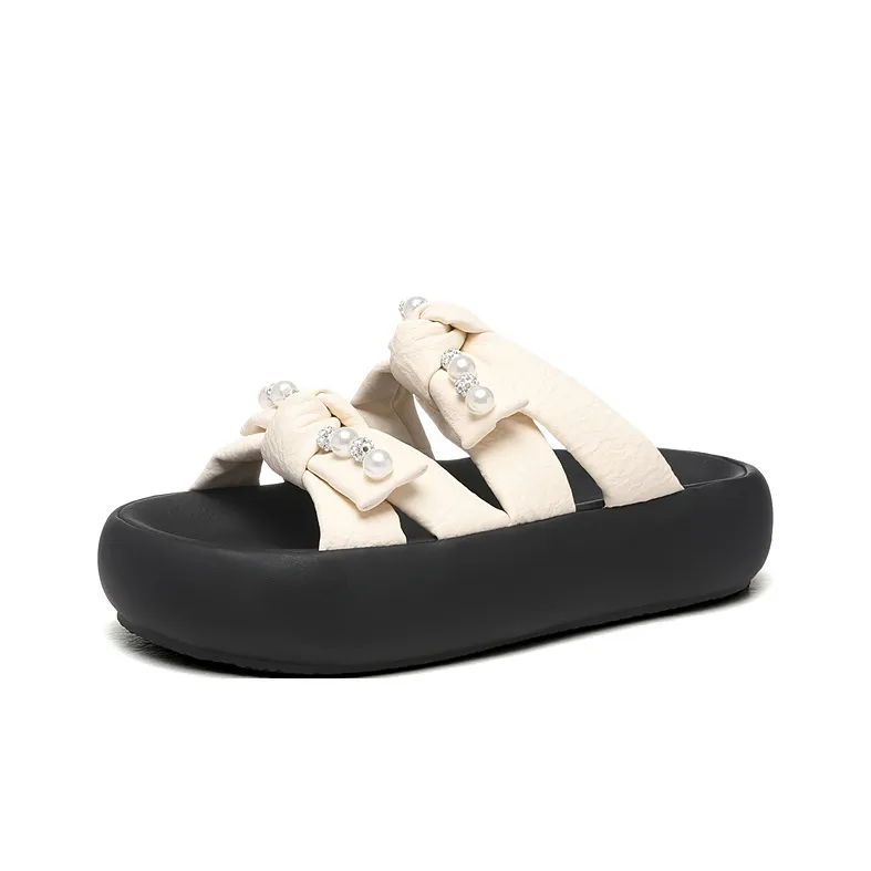 Golden Silk Rabbit Rubber Sole Abrasion Resistant Quick Dry Cushioning Slide Slippers Women's-0
