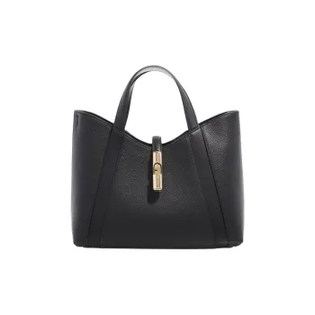 Furla GOCCIA Fine Grain Leather Handbag Women's Black