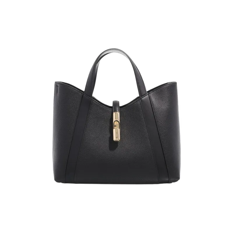 Furla GOCCIA Fine Grain Leather Handbag Women's Black-0