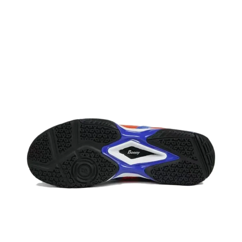 BONNY Lacklustre Series Abrasion Resistant Coverage Low Top Badminton Shoes Unisex Blue Orange-4