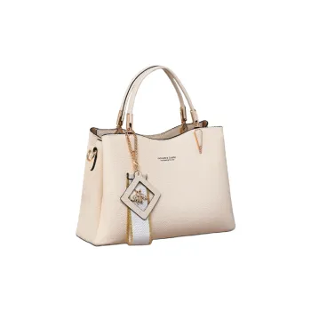 VINEY Cow Leather Handbags Shoulder Bag Crossbody Bag Large Size Women's Ecru