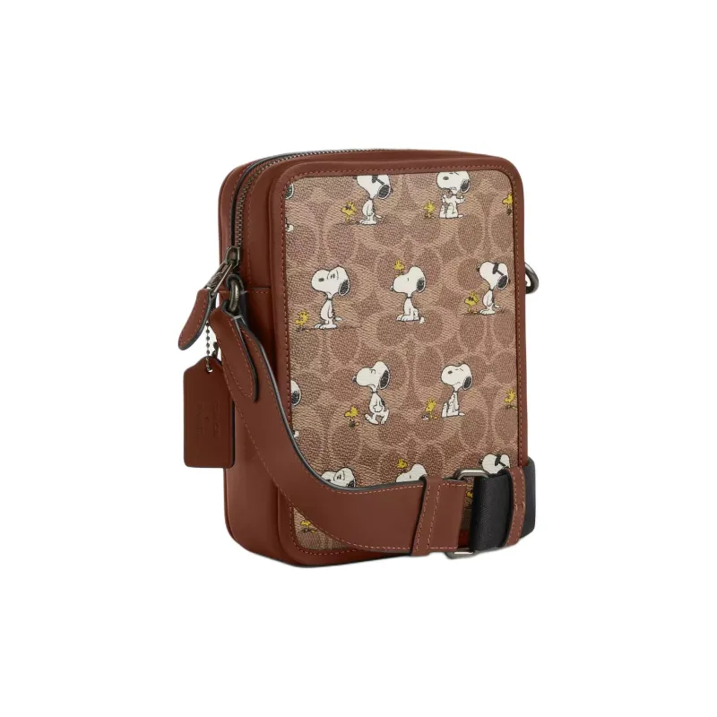 COACH PEANUTS Snoopy, Collaboration Teri Coated Canvas Crossbody Bag, Shoulder Bag Trumpets Men's Ochre-1