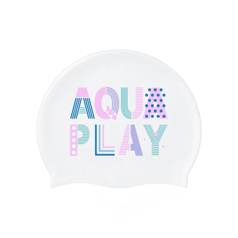 AQUAPLAY Swimming Caps Silicone Swim Unisex Ivory White-0