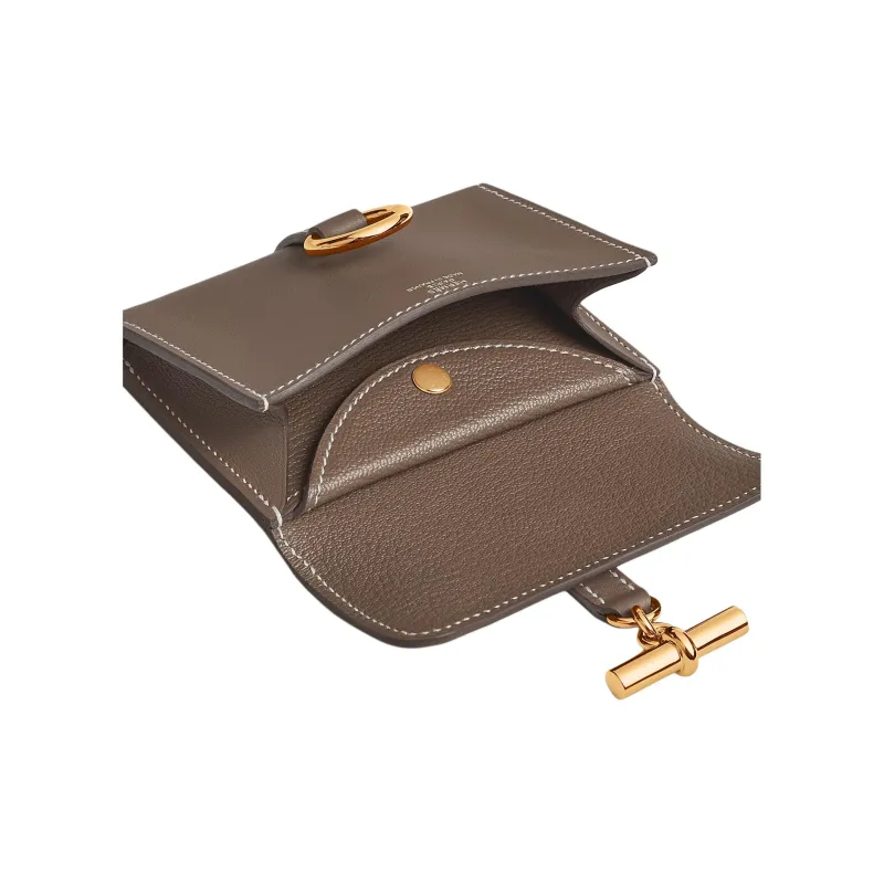 HERMES Glenan Swift Calfskin Wallet Regular Women's 18 Etoupe Elephant Gray-2