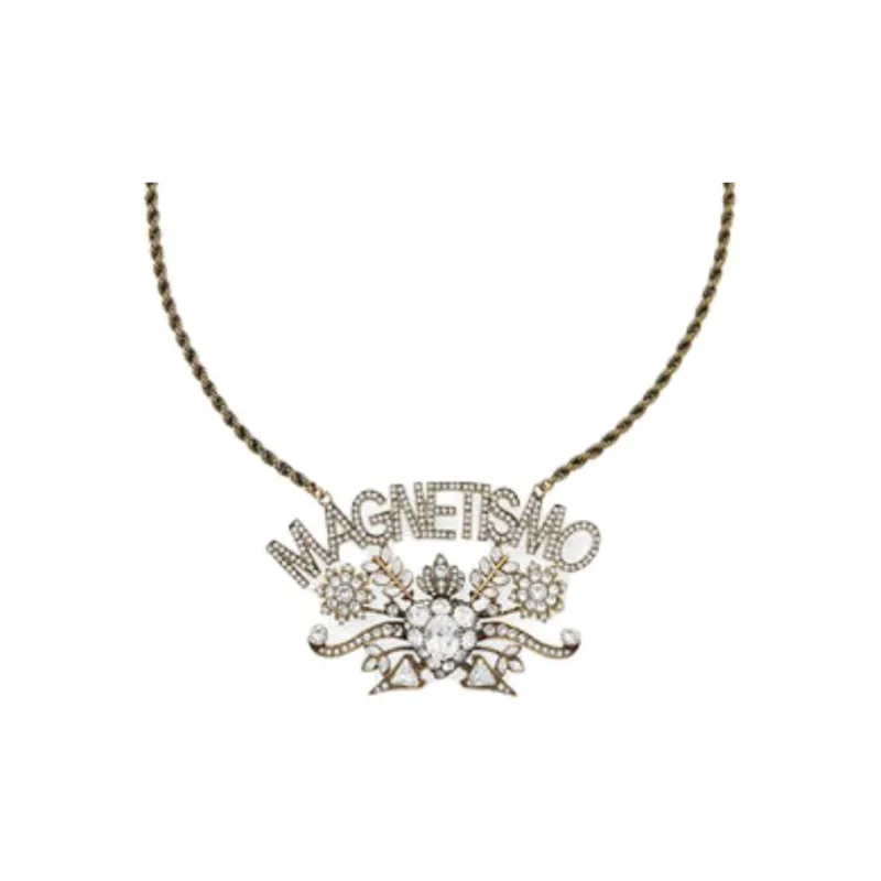 GUCCI Crystal Necklaces Unisex Gold-0