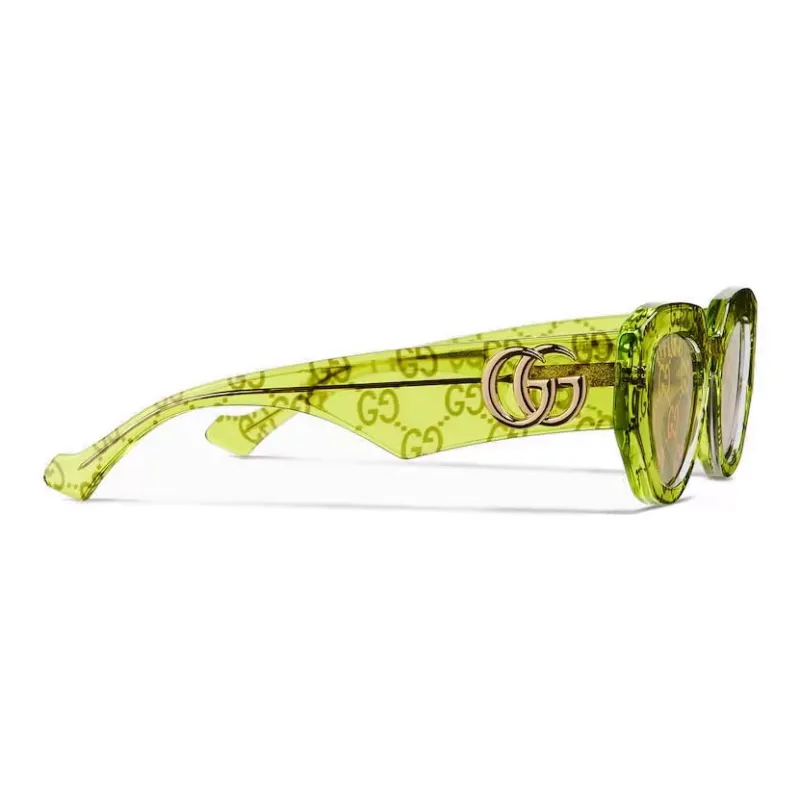 GUCCI Acetate Irregular Shape Sunglasses Women's Yellow-1