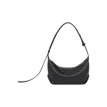 VINEY Sheepskin Patchwork Leather Shoulder Bag Women's Black/White