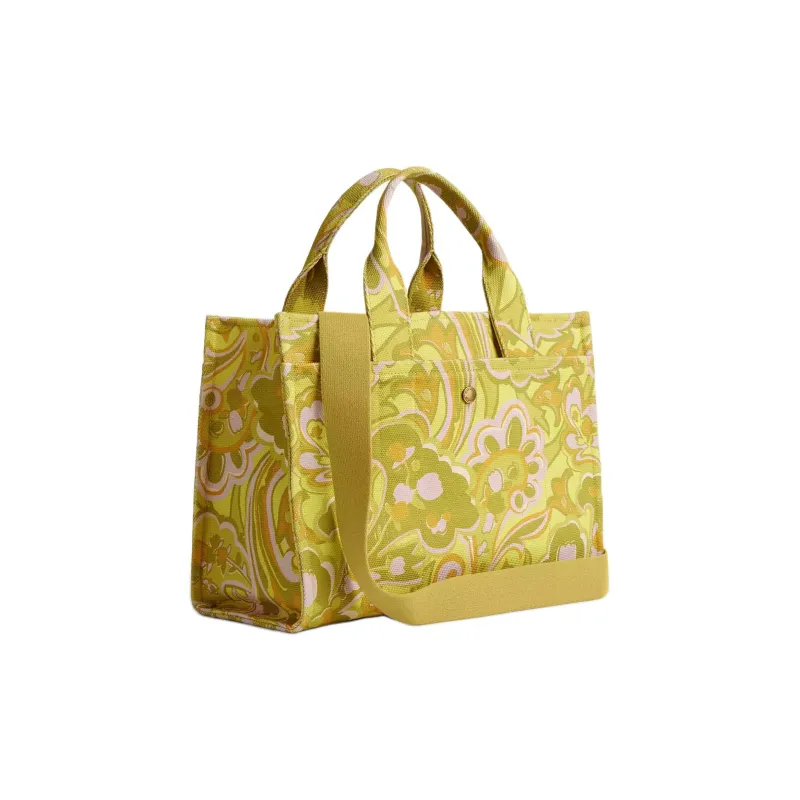 COACH Cargo Cotton Tote Bag, Shopping Bag, Shoulder Bag, Crossbody Bag, Handbag Tubas Women's Brass & Yellow Green-1