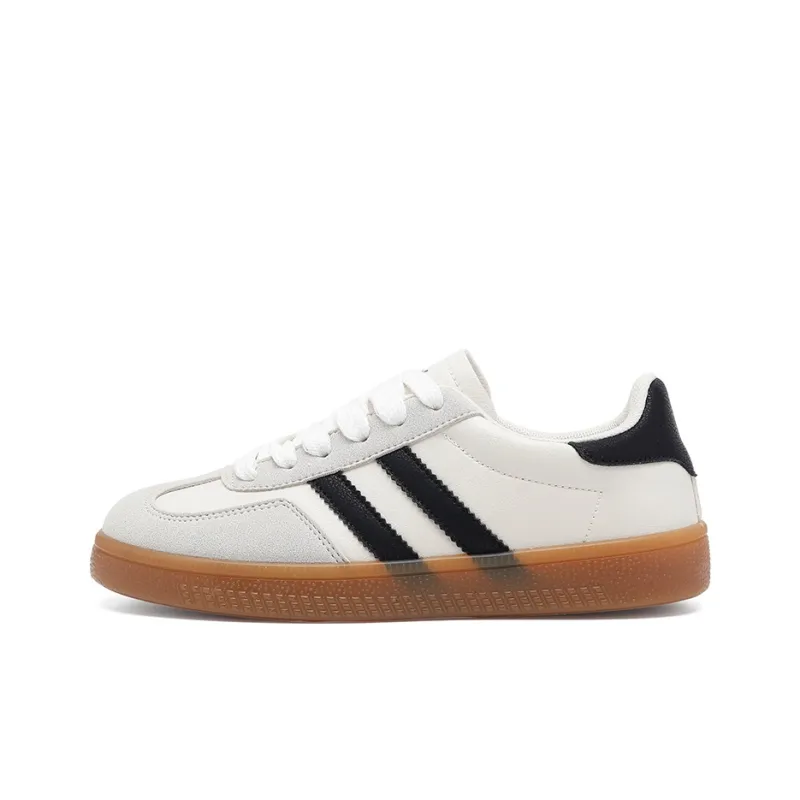 RENBEN Lightweight Shock Absorbers Low Top Skateboard Shoes Women's Beige-0