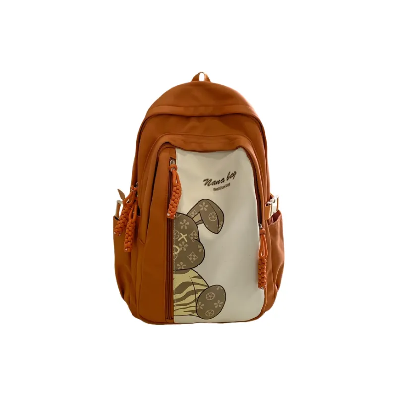 Vack Nylon Backpack Unisex White/Black/Orange Red/Yellow/Green/Brown-7