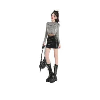 YINLEI Leather Short Skirts Women's