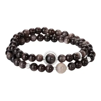 JINLIUFUJIXIANG Natural Obsidian Bracelets Unisex