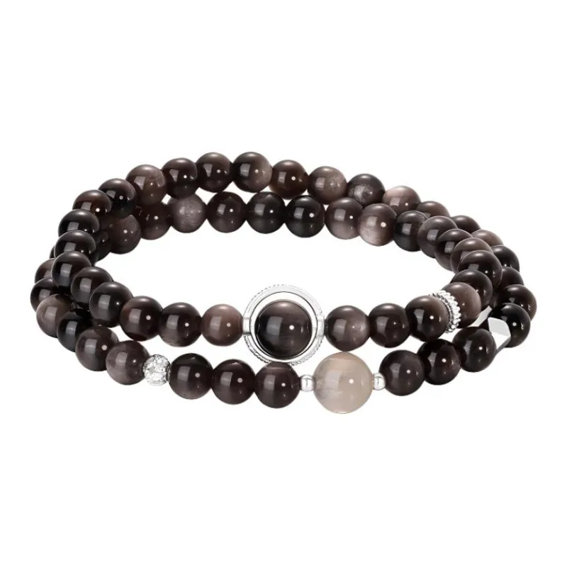 JINLIUFUJIXIANG Natural Obsidian Bracelets Unisex-0