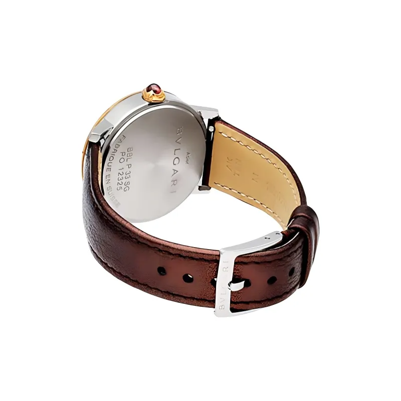 BVLGARI Wrist Watch Automatic Mechanical Movement Cow Leather Strap 33mm Red Watch Dial Women's Watch-1