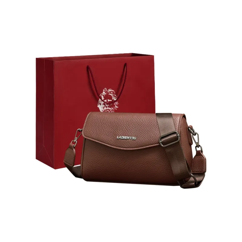 Old Man's Head Cow Leather Crossbody Bag, Shoulder Bag Women's Dark Brown-0
