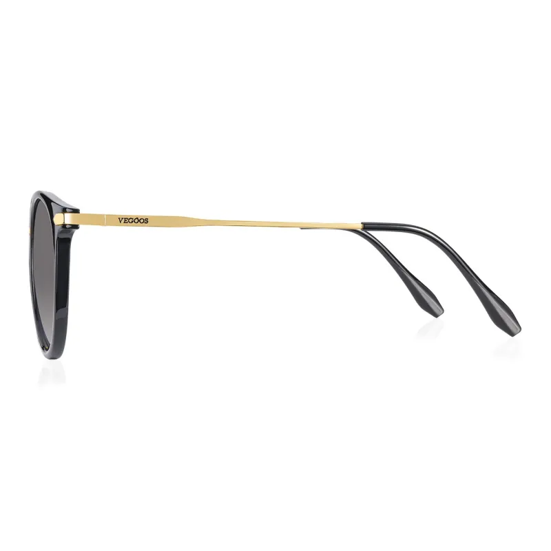 VEGOOS Stainless Steel Round Sunglasses Women's-5