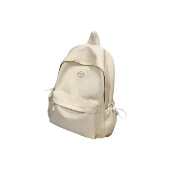 Tonlion Nylon Fabric Backpack Unisex White/Black