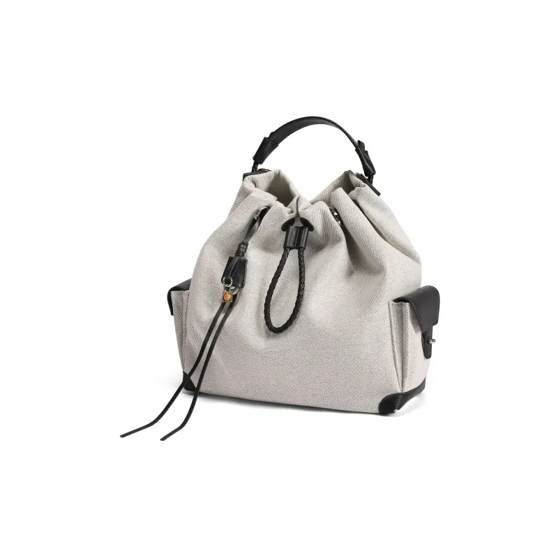 BELLE Fabric Backpack Tubas Women's Blue/Beige-5