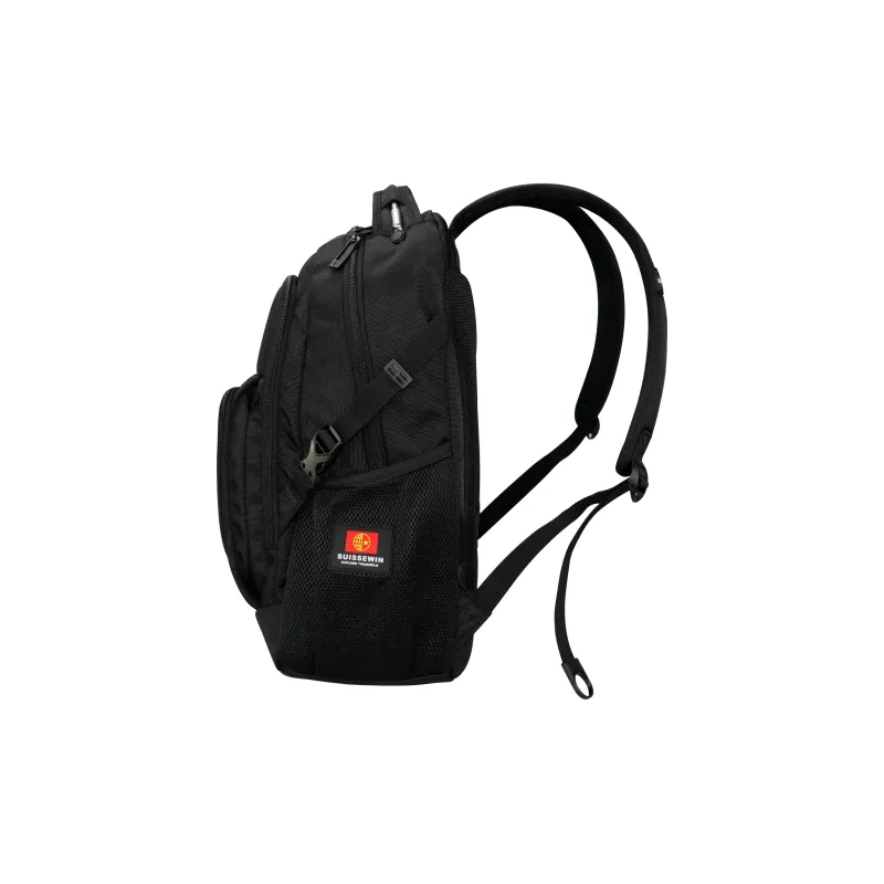 SUISSEWIN Polyester Laptop Backpack Men's Black-2