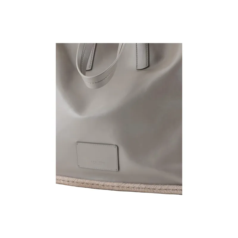 AMANI Calfskin Tote Bag, Shopping Bag, Handbag Unisex Gray-4