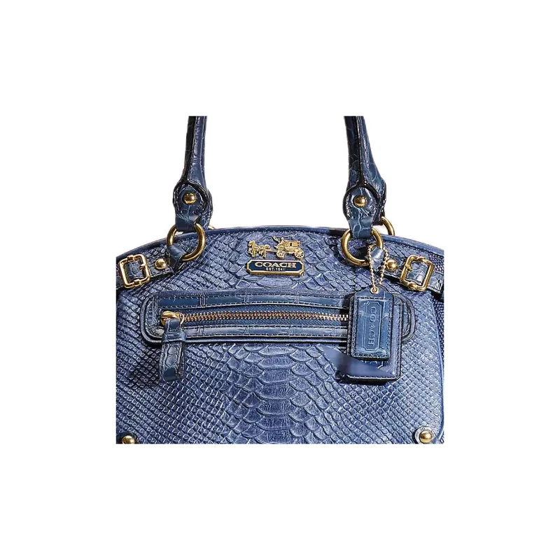 COACH Lindsey Leather Hobo Bag One Shoulder Handbag Crossbody Bag Large Size Women's Brass Marine Blue-2