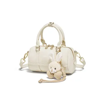 Safiya Synthetic Leather Boston Bag, Shoulder Bag, Crossbody Bag, Handbag Women's Ecru