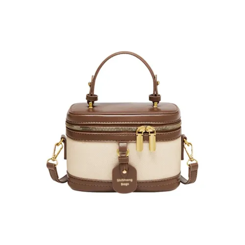 15 MINS Synthetic Leather Box Bag Handbag Crossbody Bag Shoulder Bag Mini Women's Ecru & Coffee/Black/Coffee