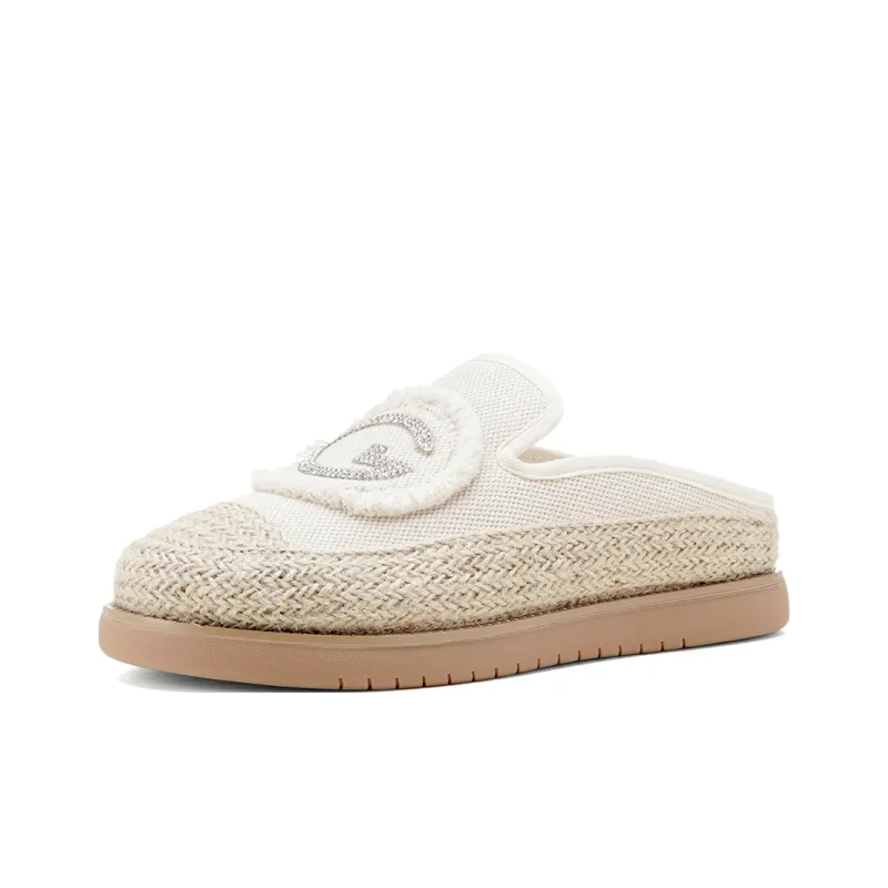 GOLDLION Rubber Sole Abrasion Resistant Slip Resistant Closed Toe Slippers Women's Beige-1