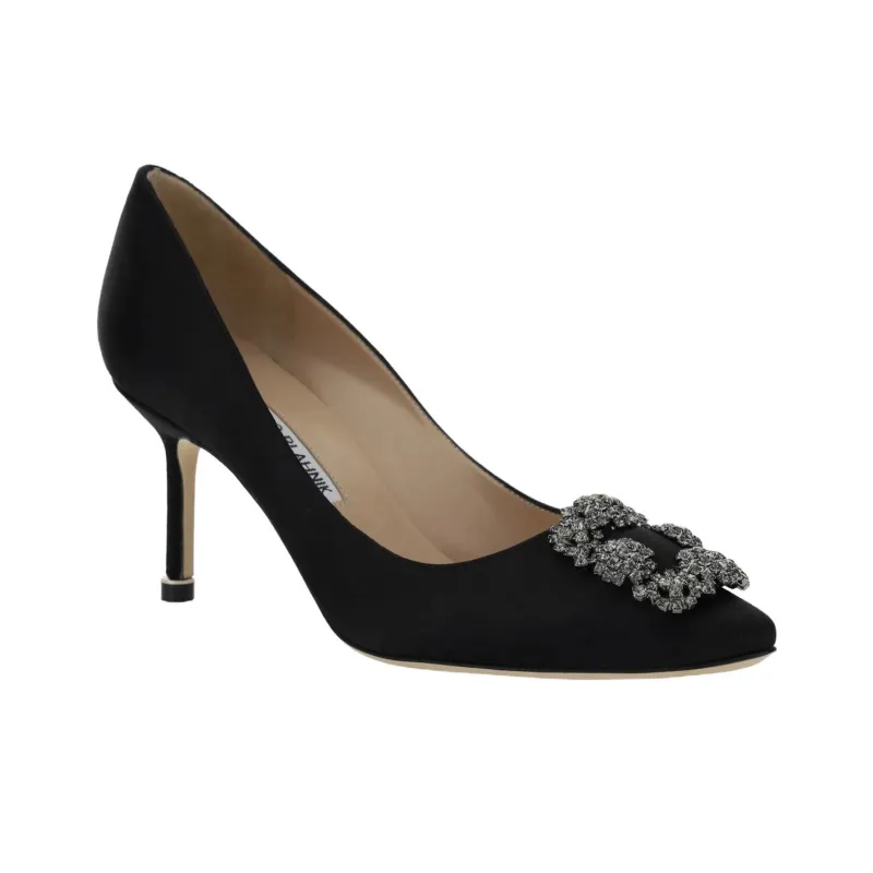 MANOLO BLAHNIK Hangisi Slim Heel High Heels 7cm Women's Black-2