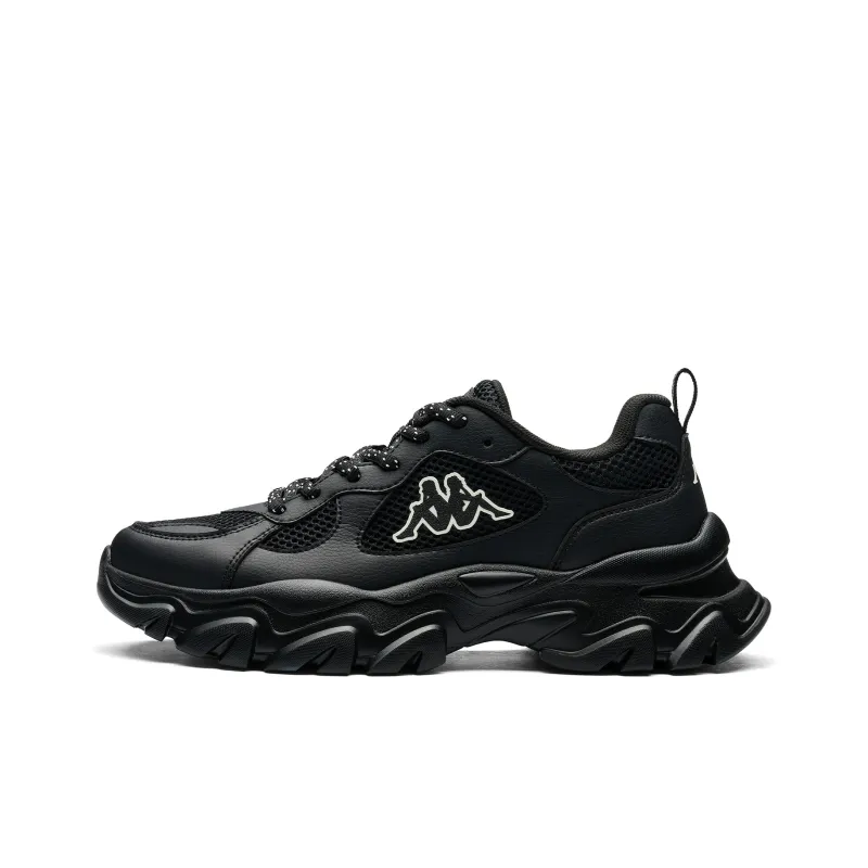 Kappa Back to Back Abrasion Resistant Height Increasing Low Top Chunky Sneakers Unisex Black-0