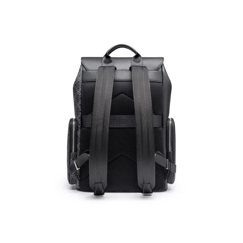 Chrisdien Deny Cow Leather With Synthetic Leather With Fabric Backpack Men's Black-3