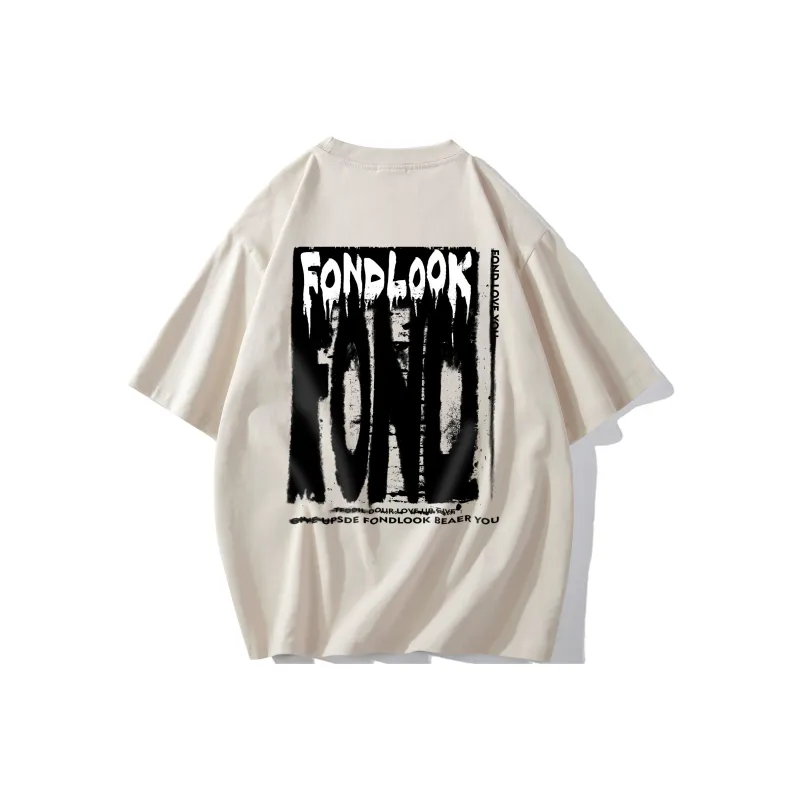 FONDLOOK T Shirts Unisex Light Beige Apricot-0