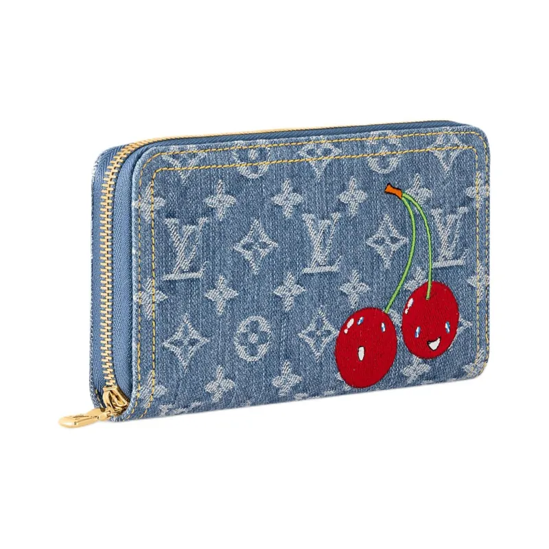 LOUIS VUITTON X Takashi Murakami Cherry Zippy Wallet Denim Monogram-1