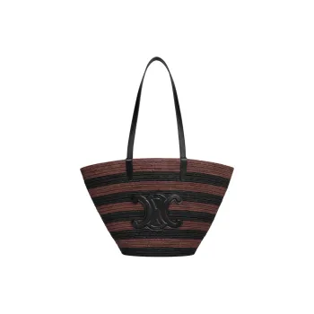 CELINE Couffin Raffia Handbag, Shoulder Bag Regular Women's Black & Brown