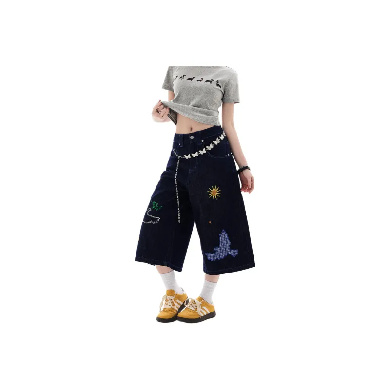 NEVER RULE Denim Shorts Unisex Deep Sea Blue-0
