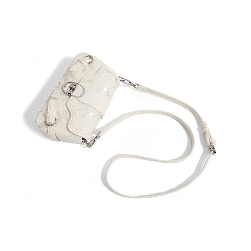 COMELY Synthetic Leather Girlish Shoulder Bag Regular Women's White-4