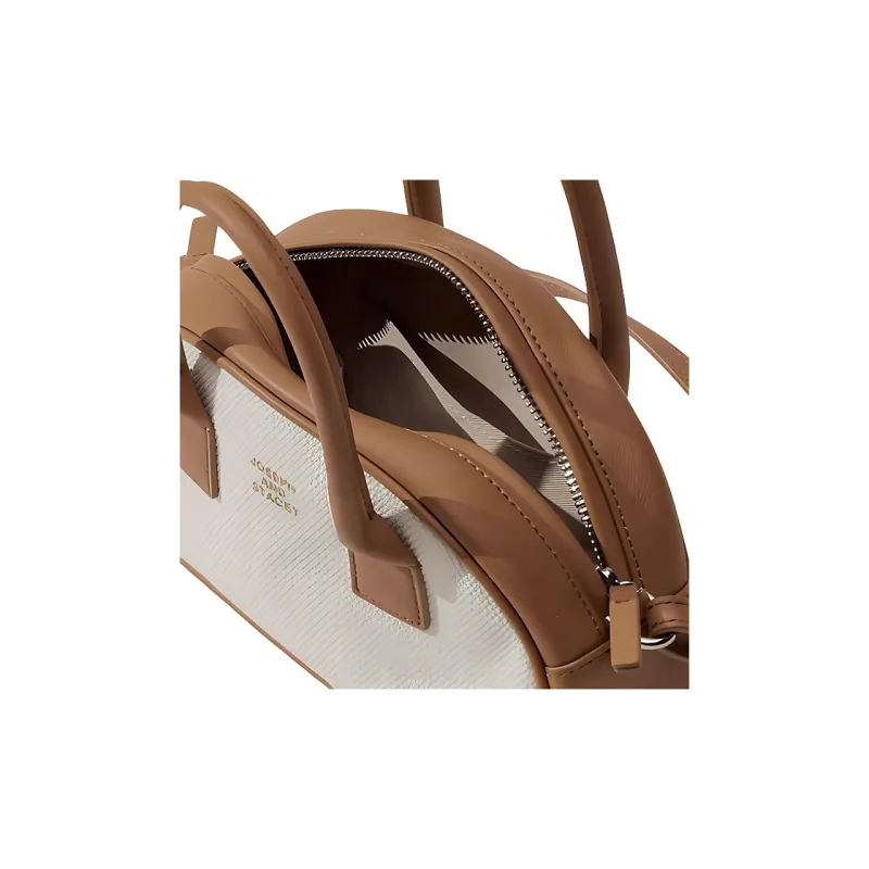 JOSEPH&STACEY Cotton Shoulder Bag Crossbody Bag Handbag Women's Ivory With Mountain Walnut Brown-4