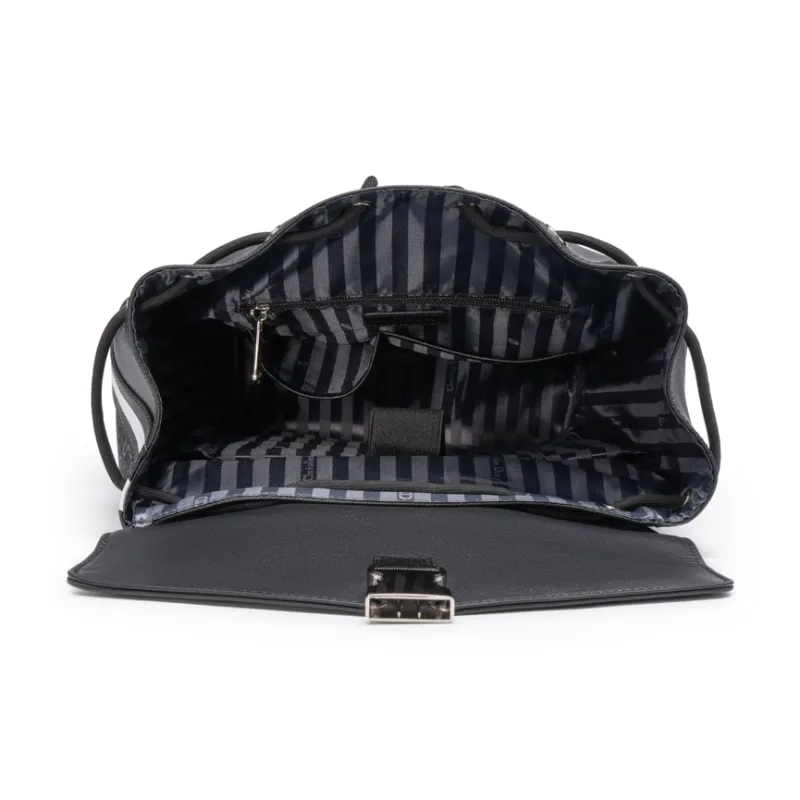 Chrisdien Deny Cow Leather With Synthetic Leather With Fabric Backpack Men's Black-5