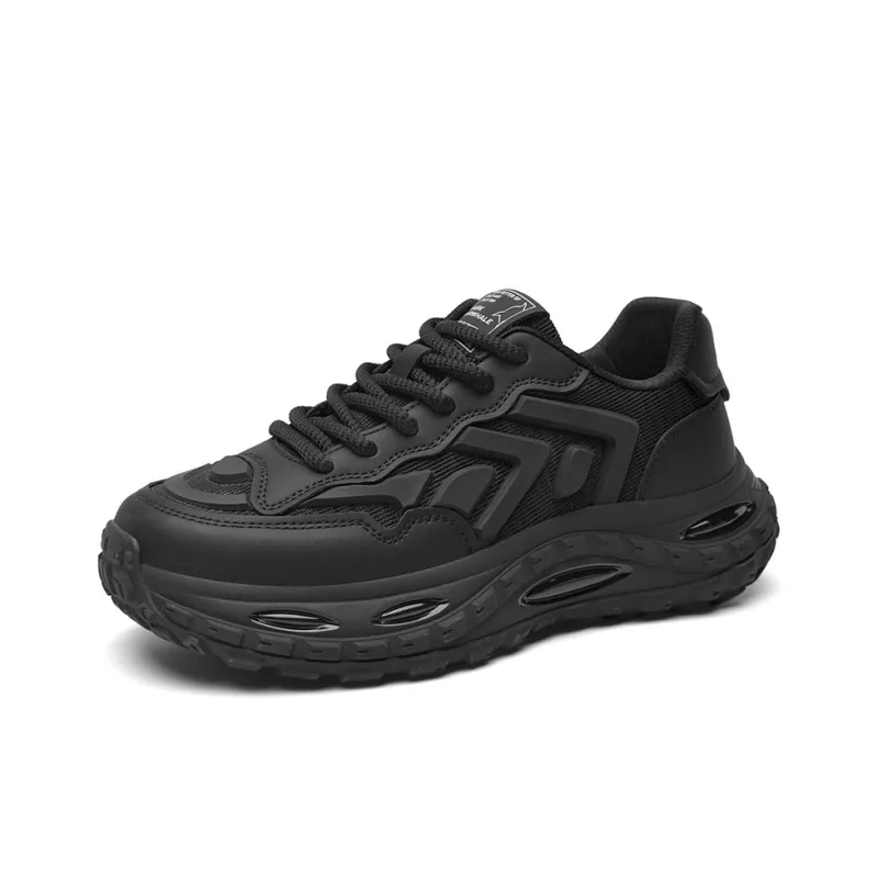 FAIRWHALE Cushioning, Breathable, Height Increasing Low Top Chunky Sneakers Men's Black-1