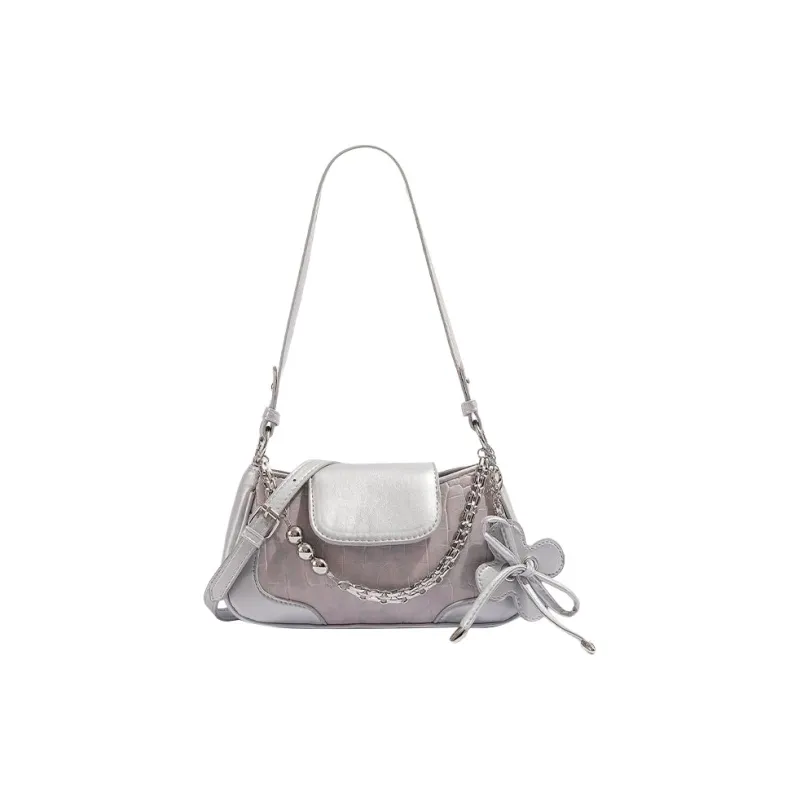 JANE KLAIN Synthetic Leather Shoulder Bag Regular Women's Silver-0