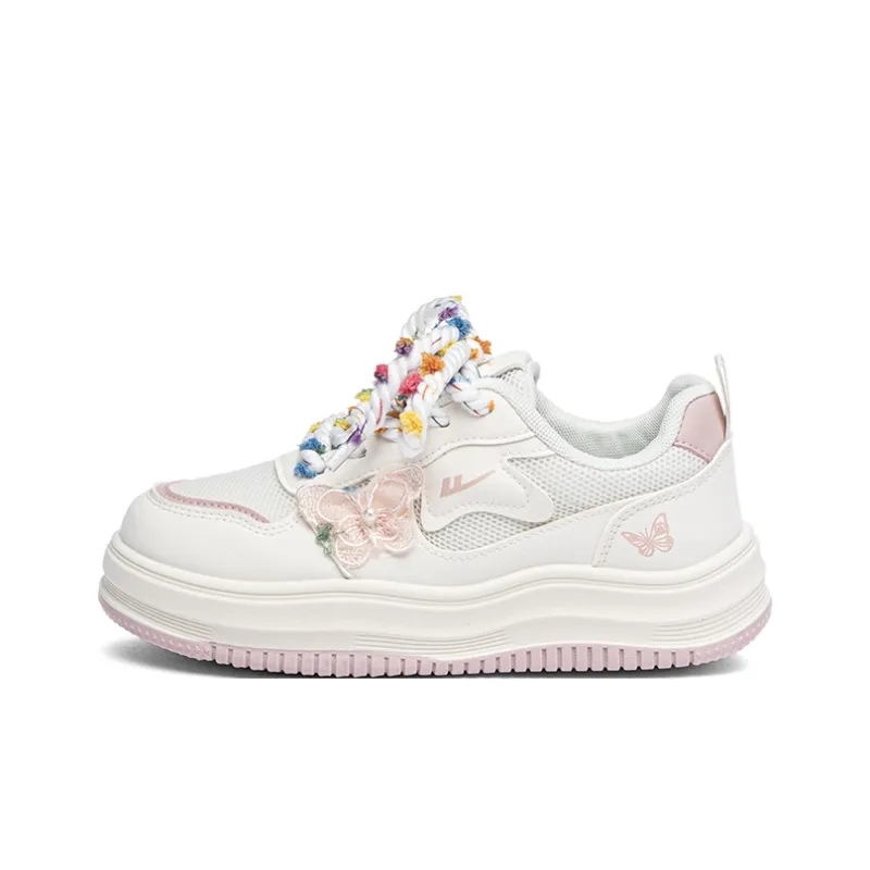 Warrior Anti Slip Wear Resistant Low Top Skateboard Shoes Women's Beige Pink-0