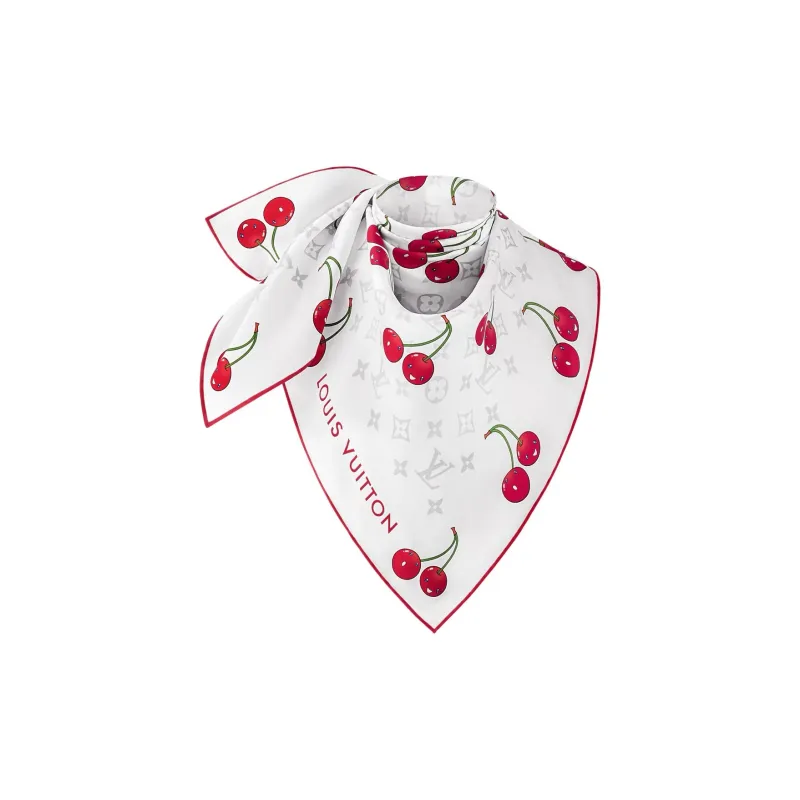 LOUIS VUITTON Mulberry Silk Scarves Unisex White-1