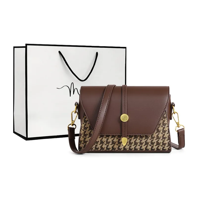 MILLIE'S Synthetic Leather, Textile Mosaic Crossbody Bag, Shoulder Bag Regular Women's Coffee-0