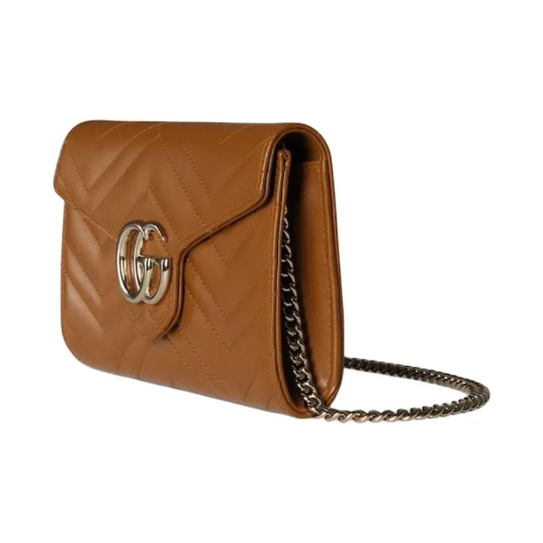 GUCCI GG Marmont Leather Shoulder Bag, Crossbody Bag, Wallet Women's Brown-1