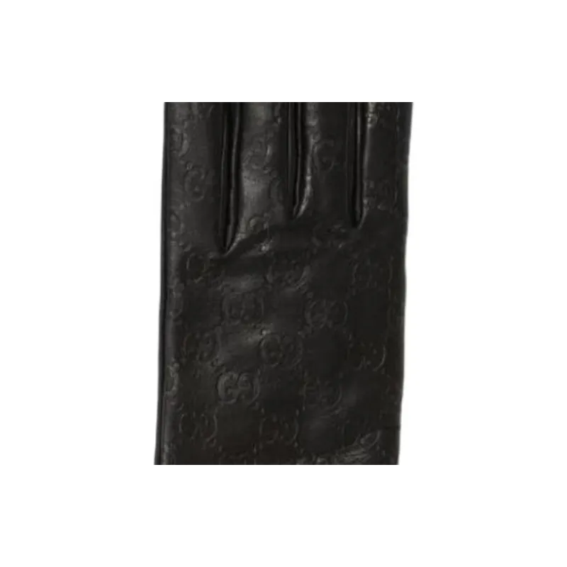 GUCCI Leather Gloves Women's Black-2