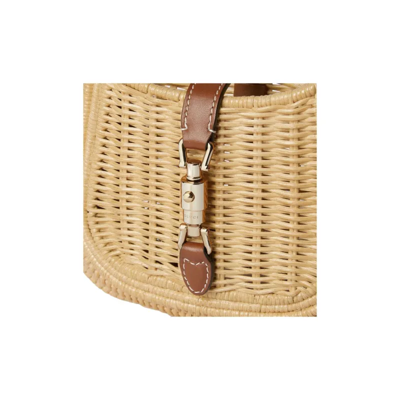 GUCCI Jackie 1961 Wicker Handbag Medium Size Women's Natural-6
