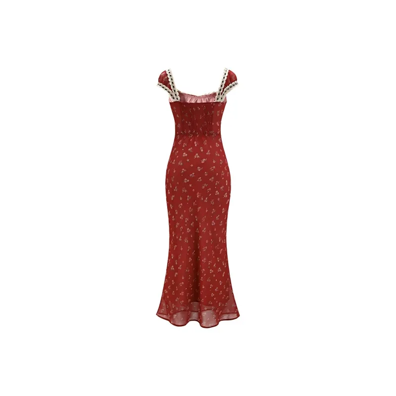 DOKZB Sleeveless Dresses Women's Red-1