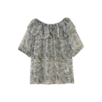 SHUIYUNJIAN Shirts Women's Forest Green Floral